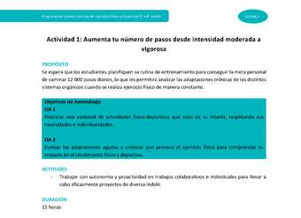 Actividad 1: Aumenta tu número de pasos desde intensidad moderada a vigorosa