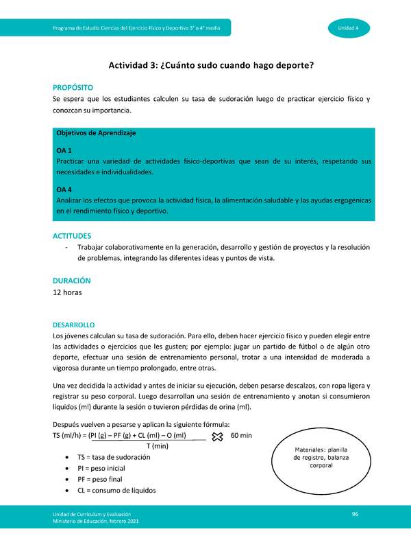 Actividad 3: ¿Cuánto sudo cuándo hago deporte?