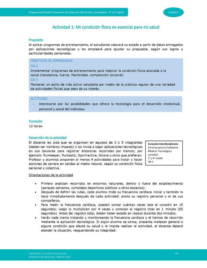 Actividad 1: Mi condición física es esencial para mi salud