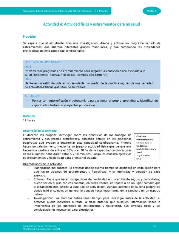 Actividad 4: Actividad física y estiramientos para mi salud