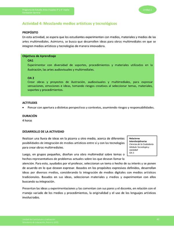 Actividad 4: Mezclando medios artísticos y tecnológicos