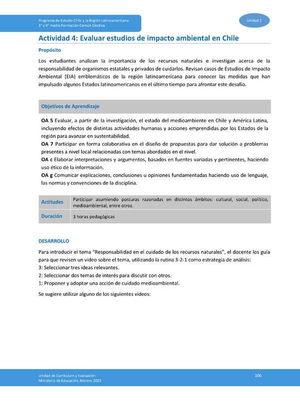 Actividad 4: Evaluar estudios de impacto ambiental en Chile