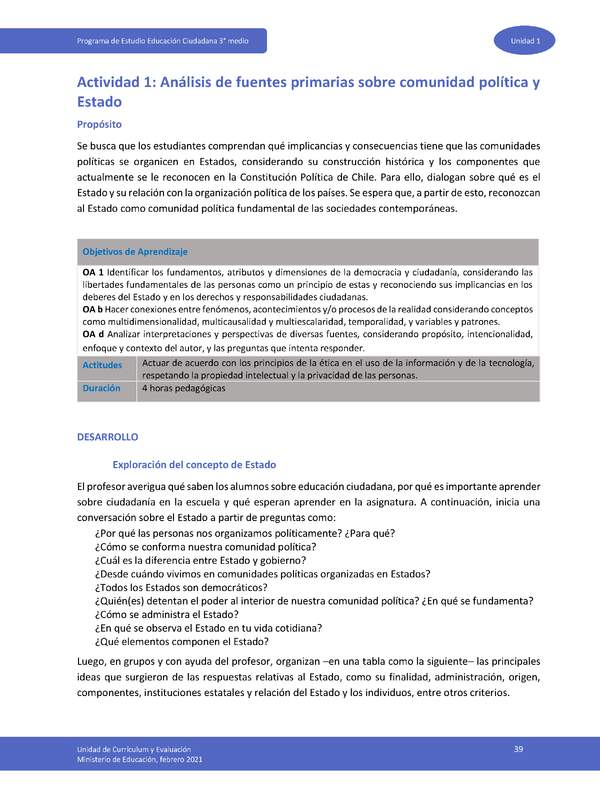 Actividad 1: Análisis de fuentes primarias sobre comunidad política y Estado