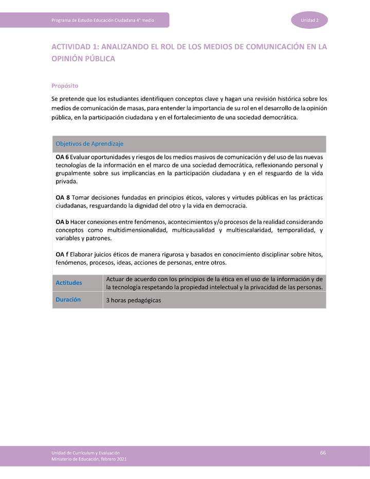 Actividad 1: Analizando el rol de los medios de comunicación en la opinión pública