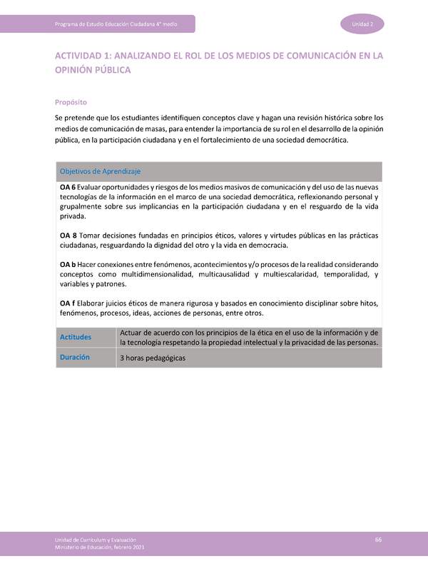 Actividad 1: Analizando el rol de los medios de comunicación en la opinión pública