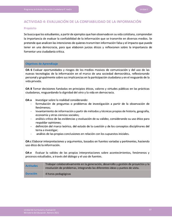 Actividad 4: Evaluación de la confiabilidad de la información