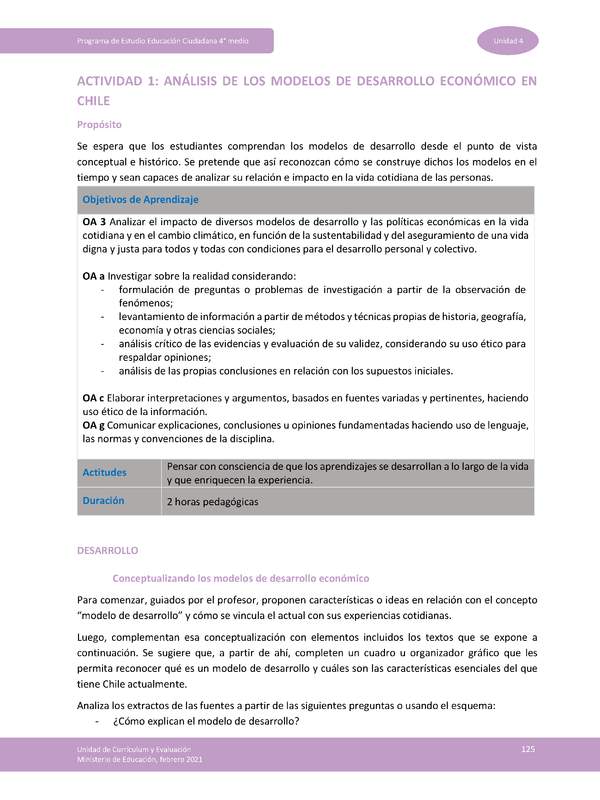 Actividad 1: Análisis de los modelos de desarrollo económico en Chile