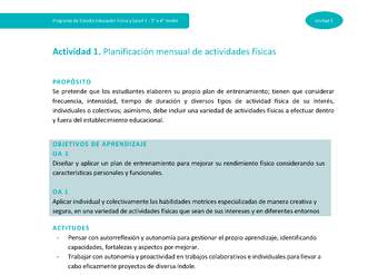 Actividad 1: Planificación mensual de actividades físicas