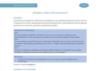 Actividad 1: ¿Qué y cómo conocemos?