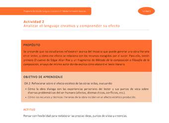 Actividad 2: Analizar el lenguaje creativo y comprender su efecto