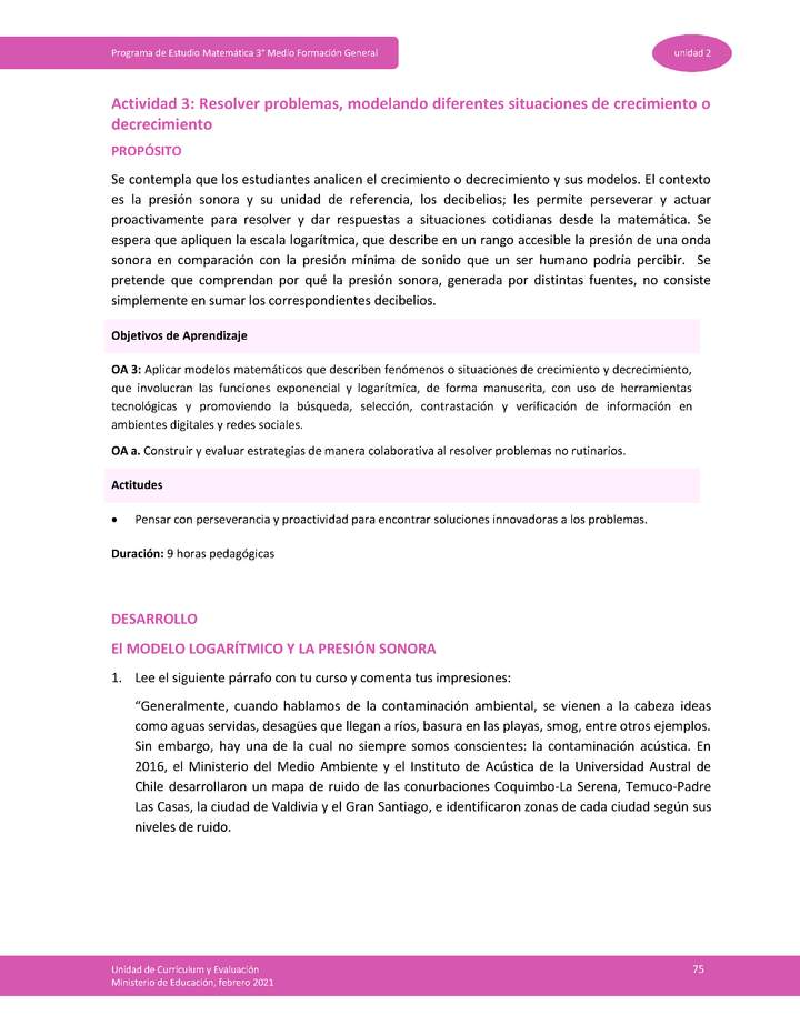 Actividad 3: Resolver problemas modelando diferentes situaciones de crecimiento o decrecimiento