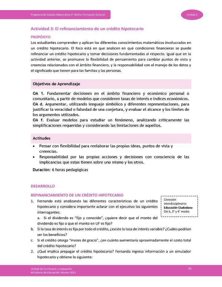 Actividad 3: El refinanciamiento de un crédito hipotecario