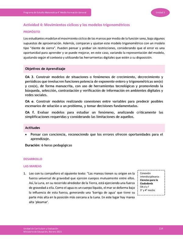 Actividad 4: Movimientos cíclicos y los modelos trigonométricos