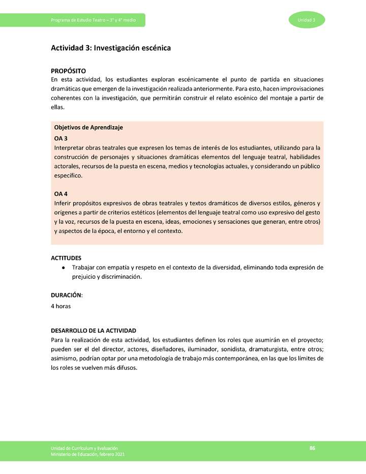 Actividad 3: Investigación escénica