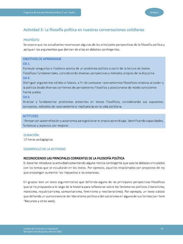 Actividad 3: La Filosofía política en nuestras conversaciones cotidianas