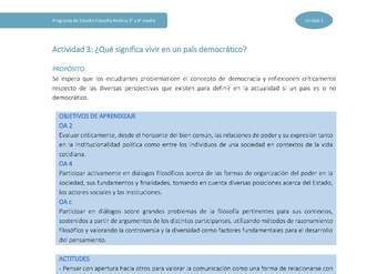 Actividad 3: ¿Qué significa vivir en un país democrático?