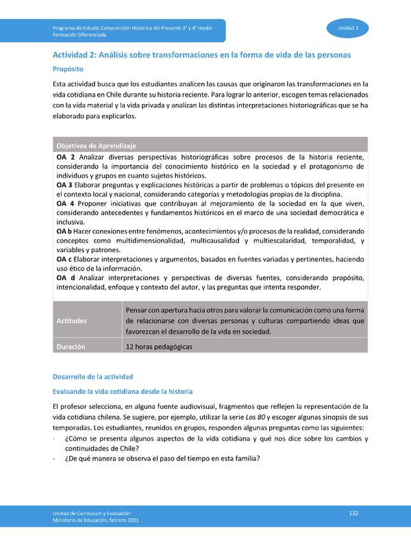 Actividad 2: Análisis sobre transformaciones en la forma de vida de las personas