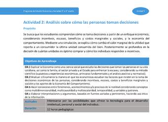 Actividad 2: Análisis sobre cómo las personas toman decisiones