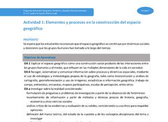 Actividad 1: Elementos y procesos en la construcción del espacio geográfico