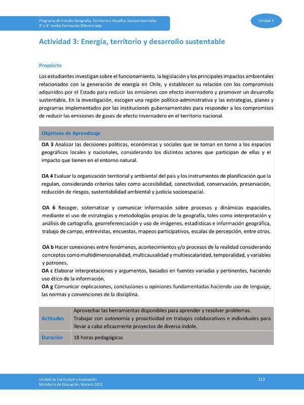 Actividad 3: Energía, territorio y desarrollo sustentable