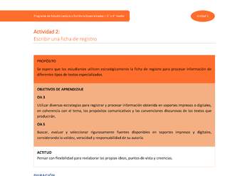 Actividad 2: Escribir una ficha de registro