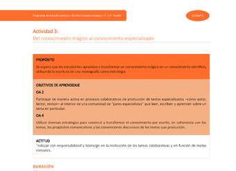 Actividad 3: Del conocimiento mágico al conocimiento especializado
