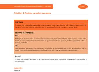 Actividad 4: Analizar y escribir un ensayo