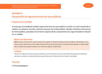 Actividad 4: Comparación de argumentaciones de voces públicas