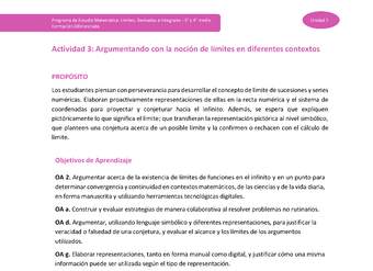 Actividad 3: Argumentando con la noción de límites en diferentes contextos