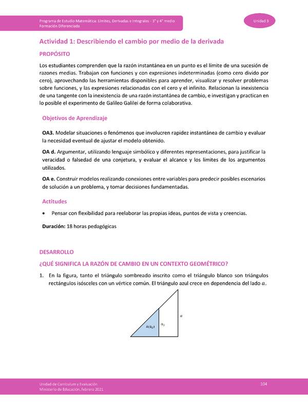 Actividad 1: Describiendo el cambio por medio de la derivada