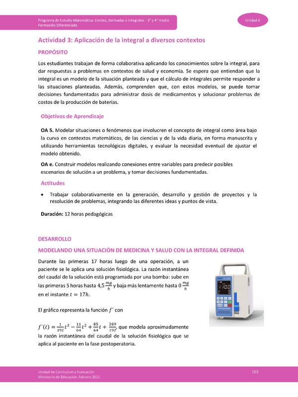 Actividad 3: Aplicación de la integral a diversos contextos