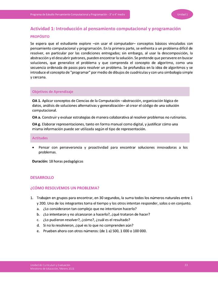 Actividad 1: Introducción al pensamiento computacional y programación