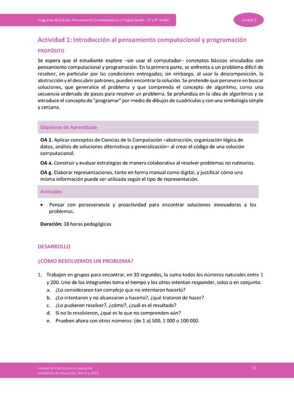 Actividad 1: Introducción al pensamiento computacional y programación