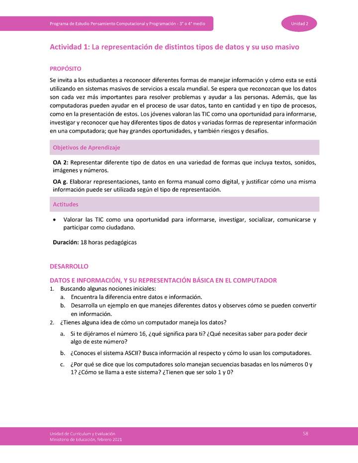 Actividad 1: La representación de distintos tipos de datos y su uso masivo