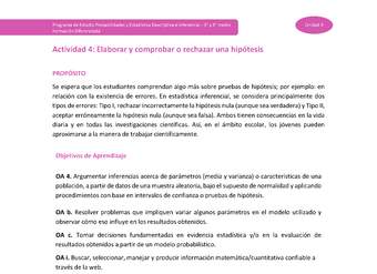 Actividad 4: Elaborar y comprobar o rechazar una hipótesis