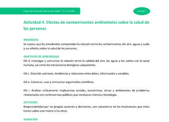 Actividad 4: Efectos de contaminantes ambientales sobre la salud de las personas.