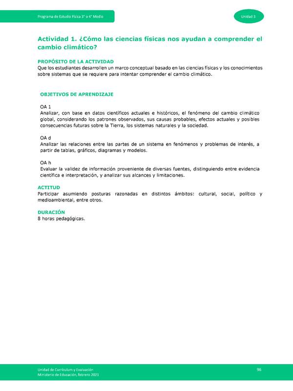 Actividad 1: ¿Cómo las ciencias físicas nos ayudan a comprender el cambio climático?