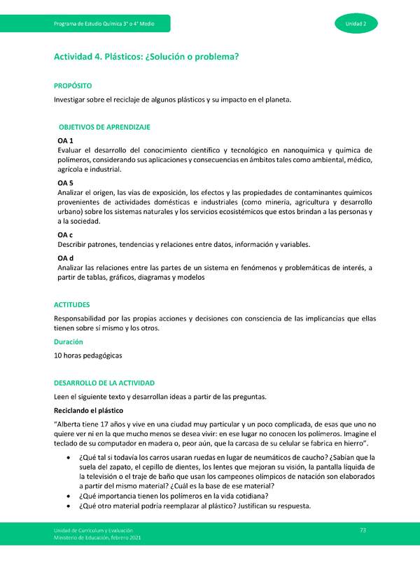 Actividad 4 - Plásticos: ¿Solución o problema?