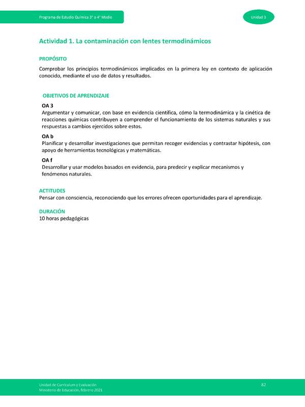 Actividad 1: La contaminación con lentes termodinámicos