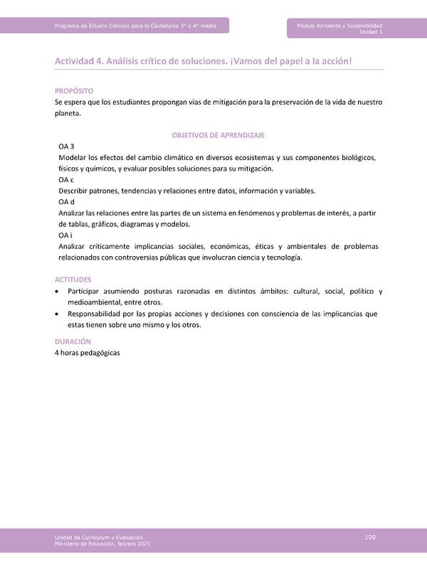 Actividad 4: Análisis crítico de soluciones. ¡Vamos del papel a la acción!