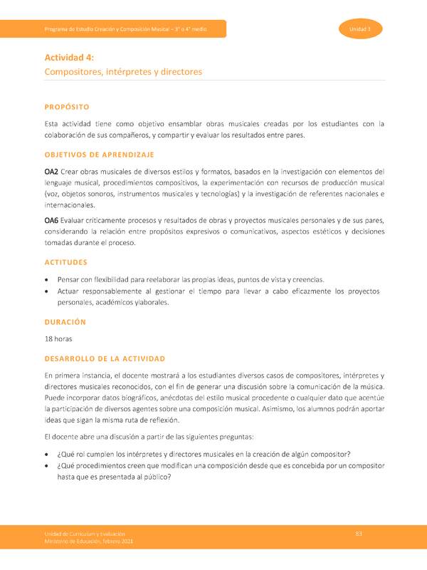 Actividad 4: Compositores, intérpretes y directores