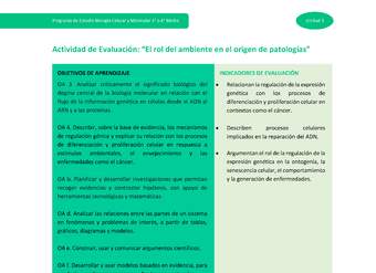 Actividad de evaluación: El rol del ambiente en el origen de patologías