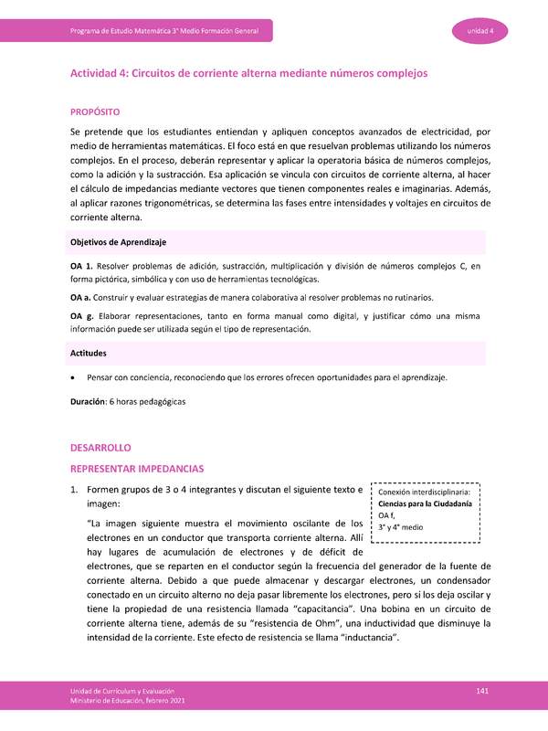 Actividad 4: Circuitos de corriente alterna mediante números complejos