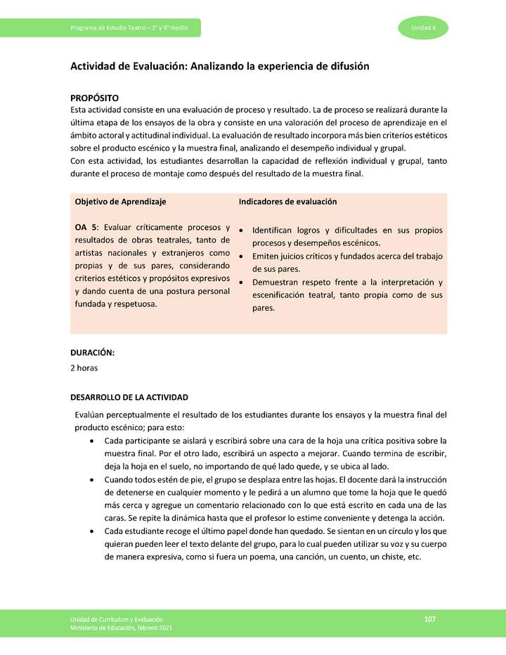 Actividad de evaluación: Analizando la experiencia de difusión