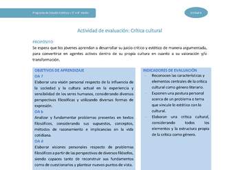 Actividad de evaluación: Crítica cultural