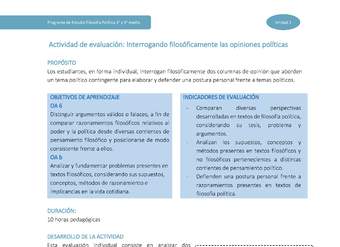 Actividad de evaluación: Interrogando filosóficamente las opiniones políticas