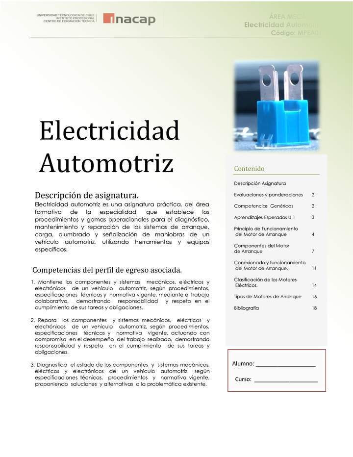 Unidad 1 Electricidad automotriz