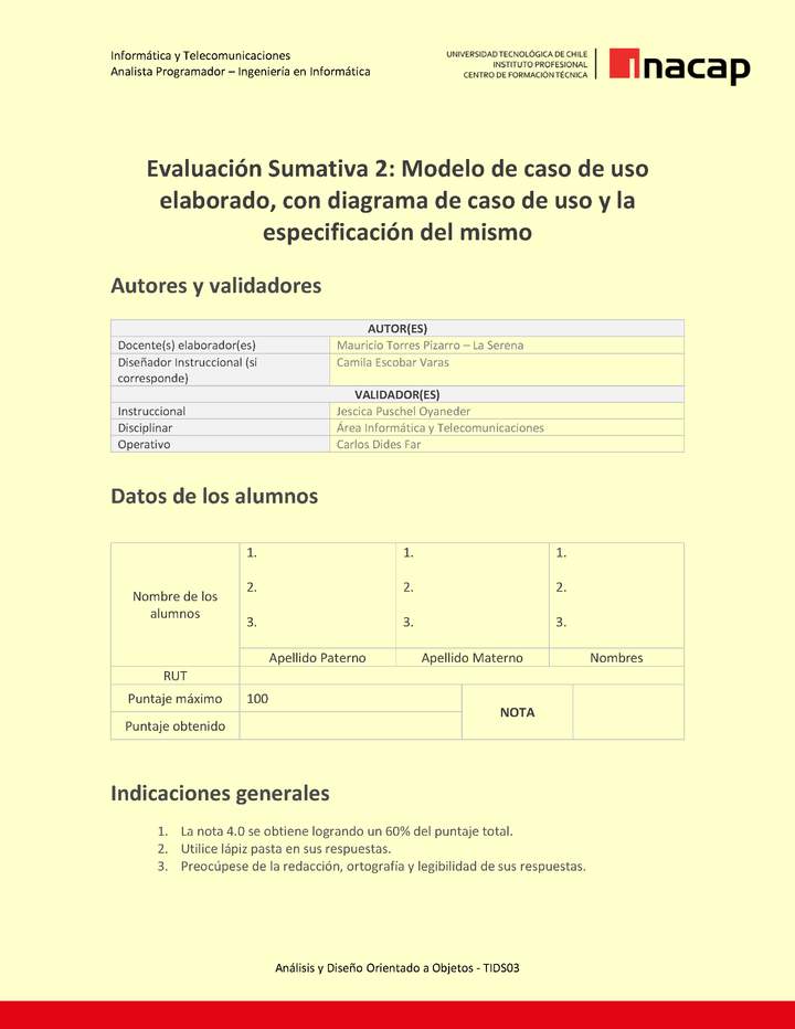 Programación orientada a objetos	08 TIDS03_U2_ES2