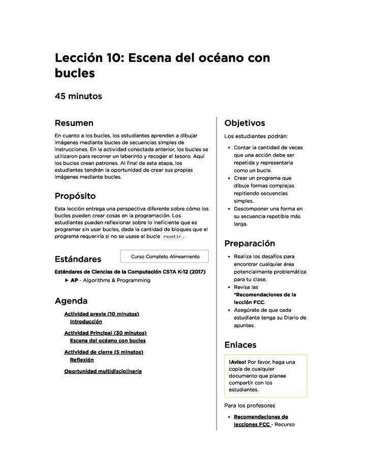 Lección 10: Escena del océano con bucles