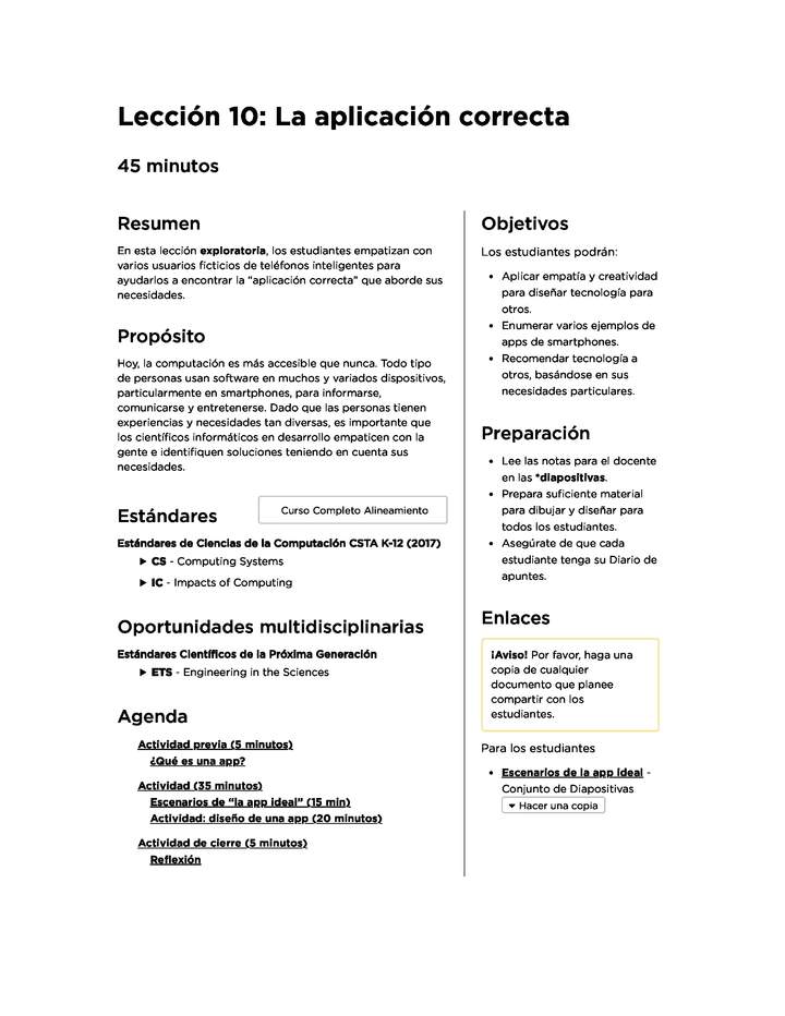 Lección 10: La aplicación correcta